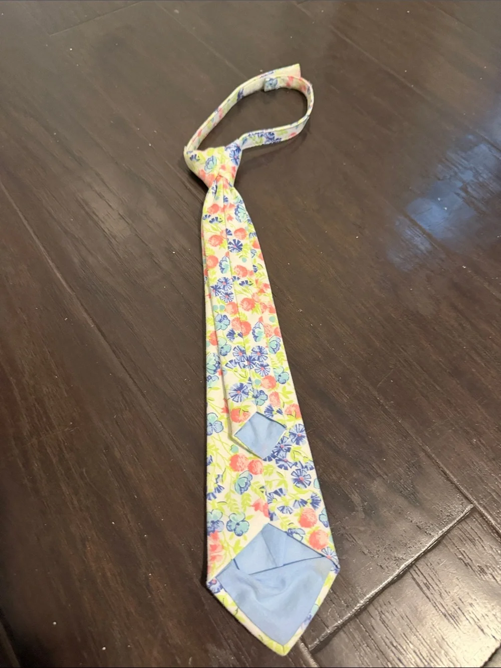 Kids Floral Print Clip-On Tie in Yellow with Blue and Pink Flowers